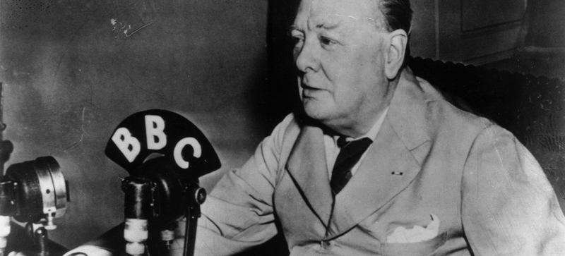 Winston Churchill making a radio broadcast to the British public from the White House in 1943 (Photo by Keystone/Getty Images)